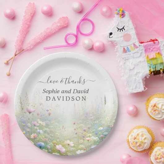 Rustikale Wildblumen im Wasser Pappteller (Party)