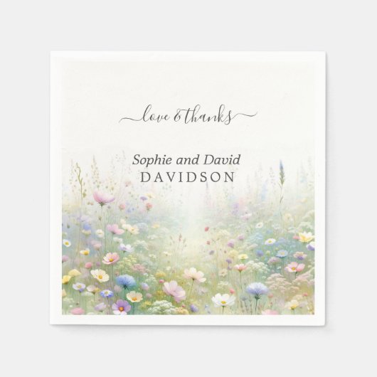 Rustikale Wildblumen im Wasser Serviette (Vorderseite)