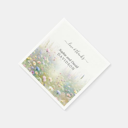 Rustikale Wildblumen im Wasser Serviette (Ecke)