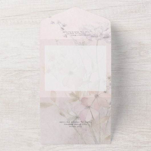 Rustikale Wildblumen in Rosa Kein Abendessen All In One Einladung (Außenbereich)