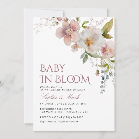 Rustikale Wildblumen jagen im Blut Einladung (Vorderseite)