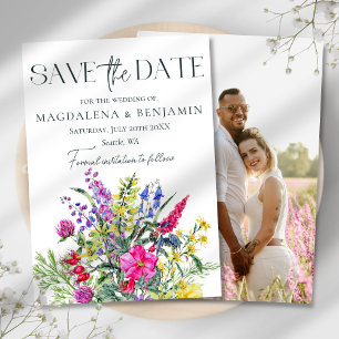 Rustikale Wildblumen & Kräuter Foto Hochzeit Save The Date
