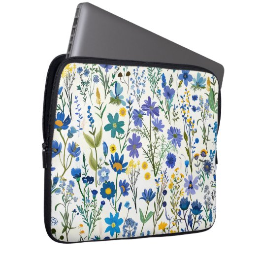 Rustikale Wildblumen Laptopschutzhülle (Vorne Rechts)