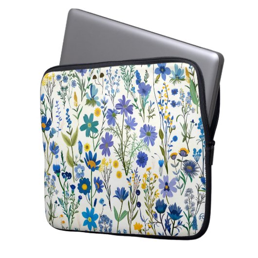Rustikale Wildblumen Laptopschutzhülle (Vorderseite Links)