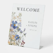 Rustikale Wildblumen Lila Hochzeit Sockelschild (Vorderseite)