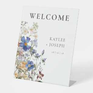 Rustikale Wildblumen Lila Hochzeit Sockelschild