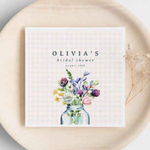Rustikale Wildblumen-Mason-Glas-Picknick-Braut-Sho Serviette