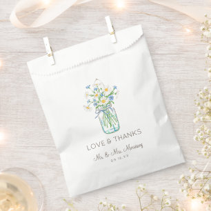 Rustikale Wildblumen-Mason-Jar-Liebe und Dankbarke Geschenktütchen