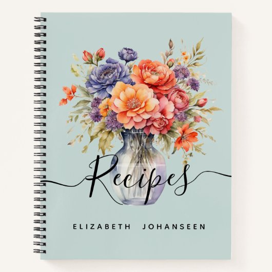 Rustikale Wildblumen Mason Jar Rezepte Notizblock (Vorderseite)