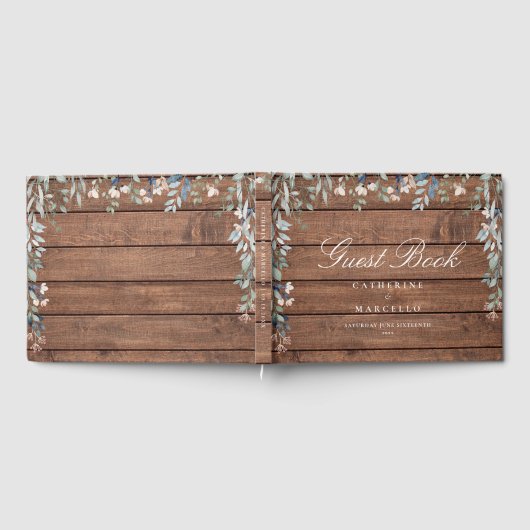 Rustikale Wildblumen mit Holzblumen Gästebuch (Voll)
