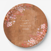 Rustikale Wildblumen mit Holzpfirsichblüte Pappteller (Vorderseite)