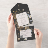 Rustikale Wildblumen Monogram QR Code All In One Einladung (Abreißen)