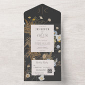 Rustikale Wildblumen Monogram QR Code All In One Einladung (Innen Boden)