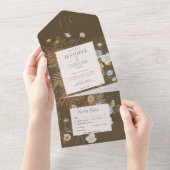 Rustikale Wildblumen Monogramm Braun Abendessen All In One Einladung (Abreißen)