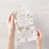 Rustikale Wildblumen Monogramm Creme Dinner All In One Einladung (Abreißen)