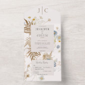 Rustikale Wildblumen Monogramm Creme Dinner All In One Einladung (Innen Boden)