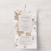 Rustikale Wildblumen Monogramm Creme Kein Abendess All In One Einladung (Innen Boden)