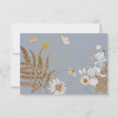 Rustikale Wildblumen Monogramm Dusty Blue Save The Date (Rückseite)