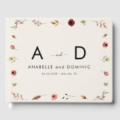 Rustikale Wildblumen Monogramm Elegante Hochzeit i Gästebuch (Vorderseite)