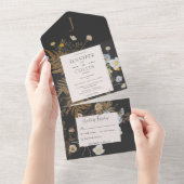 Rustikale Wildblumen Monogramm Schwarz Kein Abende All In One Einladung (Abreißen)