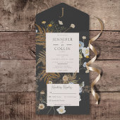 Rustikale Wildblumen Monogramm Schwarz Kein Abende All In One Einladung