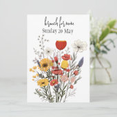 Rustikale Wildblumen Muttertagsbrunch Einladung (Stehend Vorderseite)