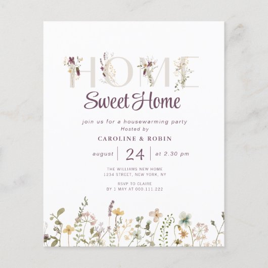 rustikale Wildblumen Party Einladung (Vorderseite)