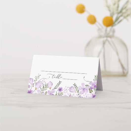 Rustikale Wildblumen Polterabend Empfang Platzkarte (Vorderseite)