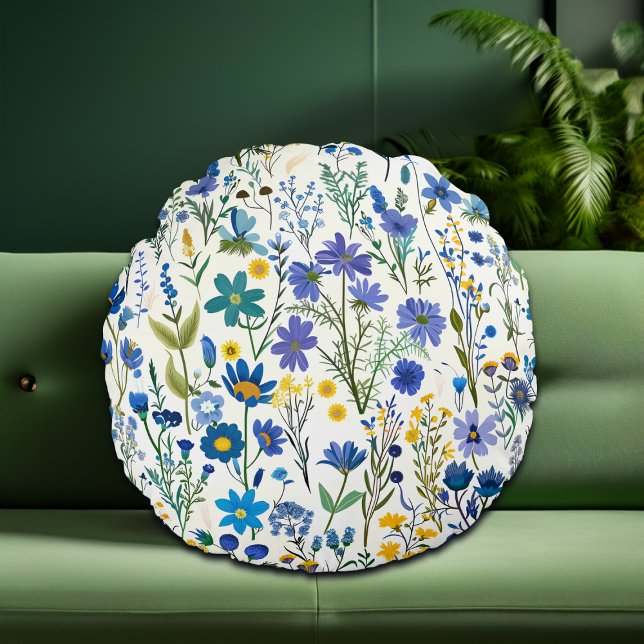 Rustikale Wildblumen Rundes Kissen (Von Creator hochgeladen)