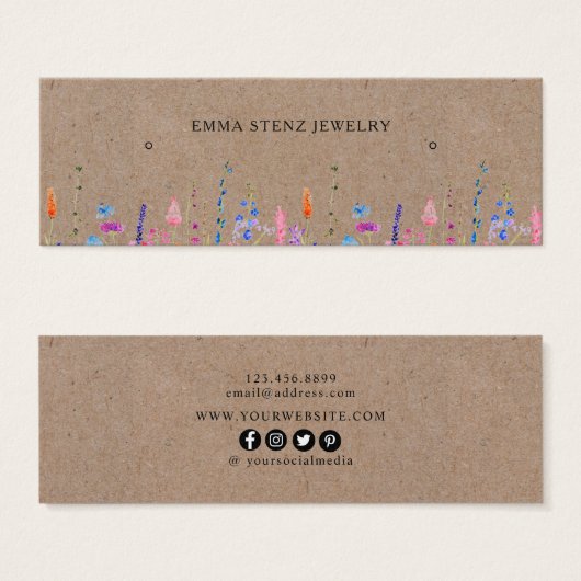 Rustikale Wildblumen sammeln Hoop Stud Mini Card (Vorne & Hinten)