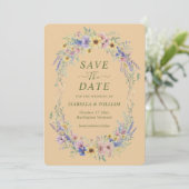 Rustikale Wildblumen-Save-the-Date-Erde wilde Wäld Einladung (Stehend Vorderseite)