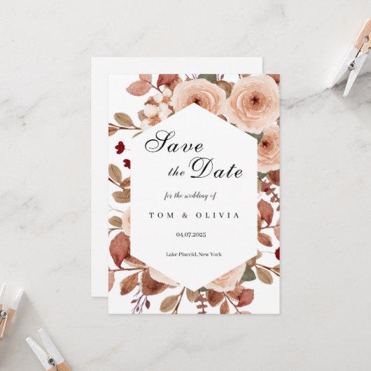 Rustikale Wildblumen Save the Date mit Foto Einladung (Vorderseite/Rückseite Beispiel)