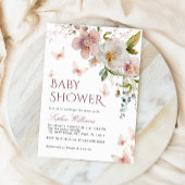 Rustikale Wildblumen Schmetterlinge Kinderdusche Einladung