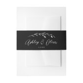 Rustikale Wildblumen Script Black & White Wedding Einladungsbanderole (Vorderseite Beispiel)