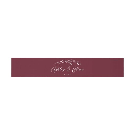 Rustikale Wildblumen Script Burgundy Wedding Einladungsbanderole (Flach)