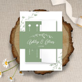 Rustikale Wildblumen Script Sage Green Wedding Einladungsbanderole