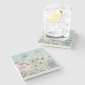 Rustikale Wildblumen Steinuntersetzer (Seitenansicht)