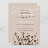 Rustikale Wildblumen String Lights Probe Abendesse Einladung (Vorne/Hinten)