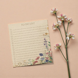 Rustikale Wildblumen-To-Do-Liste Lehrergeschenk Na Notizblock