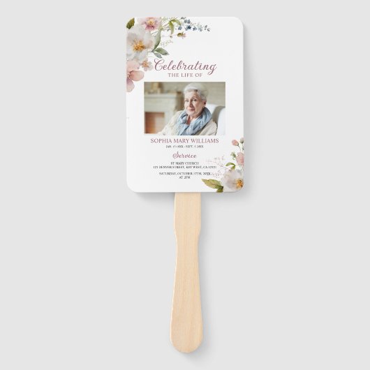 Rustikale Wildblumen Trauerprogramm Set von Fächer (Vorderseite)