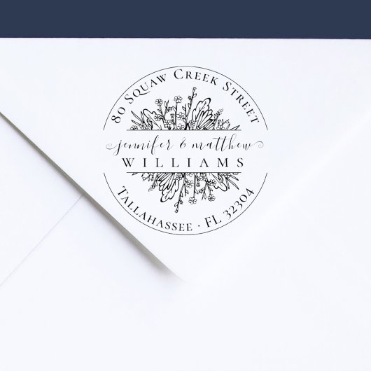 Rustikale Wildblumen Verheiratete Paare Rücksendea Gummistempel