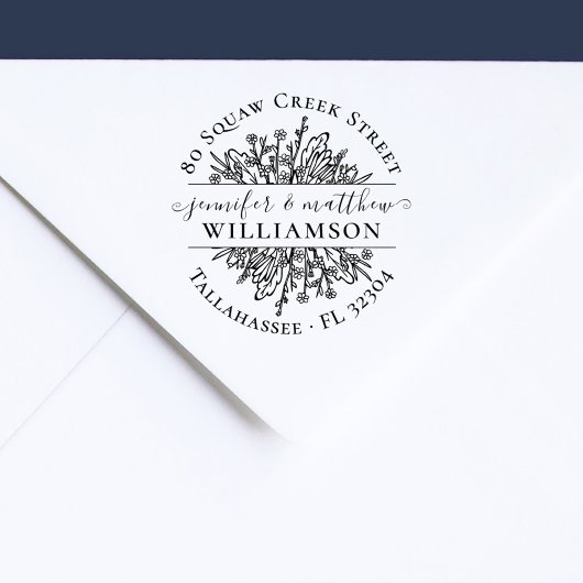 Rustikale Wildblumen Verheiratete Paare Rücksendea Gummistempel