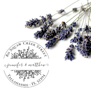 Rustikale Wildblumen Vintage Wedding Rücksendeadre Gummistempel