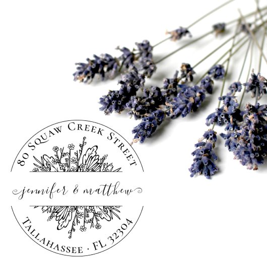 Rustikale Wildblumen Vintage Wedding Rücksendeadre Gummistempel