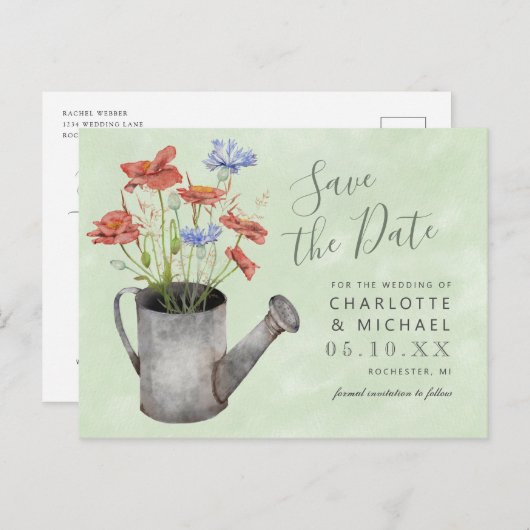 rustikale Wildblumen Wasser kann Postca Save the D Postkarte (Vorne/Hinten)