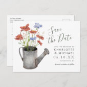 rustikale Wildblumen Wasser kann Save the Date Postkarte (Vorne/Hinten)