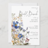 Rustikale Wildblumen Wasserfarbe Bridal Brunch Einladung (Vorderseite)