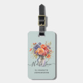 Rustikale Wildblumen Wasserfarbe Mason Jar Pale Bl Gepäckanhänger (Vorderseite vertikal)