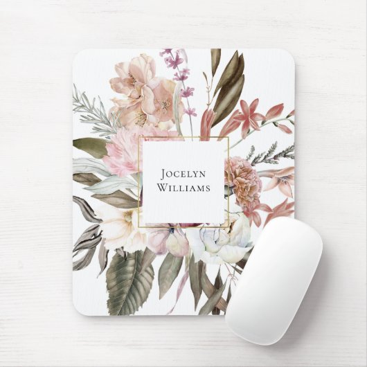 Rustikale Wildblumen Wasserfarben Mousepad (Mit Mouse)