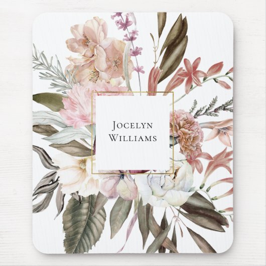 Rustikale Wildblumen Wasserfarben Mousepad (Vorne)